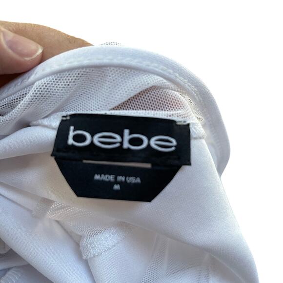 Bebe Y2K Mesh Bodycon Halter Mini Dress‎ – White (Small) NEW - Picture 5 of 12